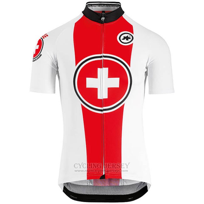 2018 Cycling Jersey Switzerland Red White Short Sleeve and Bib Short
